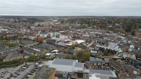 Hertford-,-town-centre-Hertfordshire-Uk-town-aerial-drone-overhead-view-4k-footage