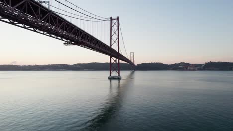 Suspension-bridge-over-a-river-in-Lisbon