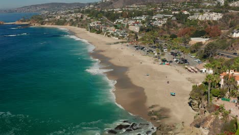 Aerial-reveal-of-Aliso-Beach-in-Laguna-Beach-California