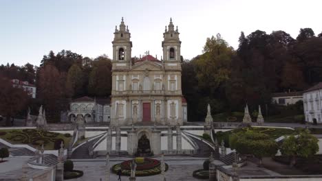Aerial-footage-braga-Portugal-Jesus-do-Monte-ancient-cathedral