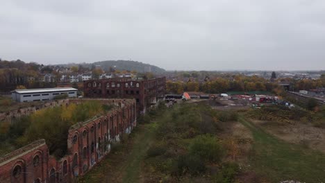 The-great-northern-warehouse-derelict-buildings-Nottingham-City-UK-,drone-aerial-footage-Graffi-covered-and-overgrown-awaiting-redevelopment