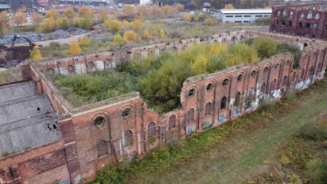 The-great-northern-warehouse-derelict-buildings-Nottingham-City-UK-,panning-shot-drone-aerial-footage