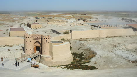 Drone-shot-of-the-medieval-city-of-Otrar-in-Kazakhstan,-one-of-the-cities-built-on-the-Great-Silk-Road