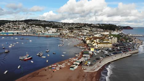 Aerial-Over-Teign-Boat-Hire-And-Carpark-With-Teignmouth-Town-In-Background