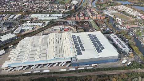 Sainsbury's-Distribution-Centre---Rye-Park,-Hoddesdon-Hertfordshire-Aerial-Drone-view