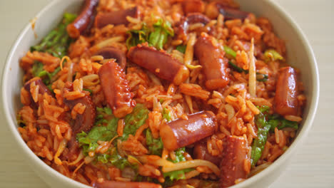 Ojing-o-bokeum---Gebratener-Tintenfisch-Oder-Oktopus-Mit-Koreanischer-Würziger-Sauce-Reisschale---Koreanisches-Essen