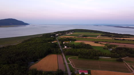 Aerial-view-of-ile-d’Orléans-at-sunset