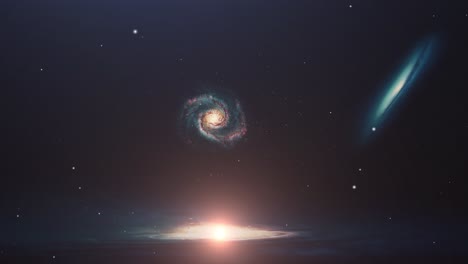 Drei-Galaxien,-Die-Sich-In-Einem-Stillen-Universum-Bewegen