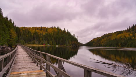 Cloudy-timelapse-by-a-calm-lake-in-Aiguebelle-National-Park