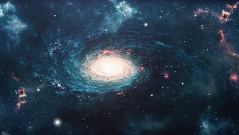 Spiralgalaxie-Und-Blauer-Nebel-Im-Universum