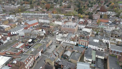 Hertford-,-town-centre-Hertfordshire-Uk-town-aerial-drone-view