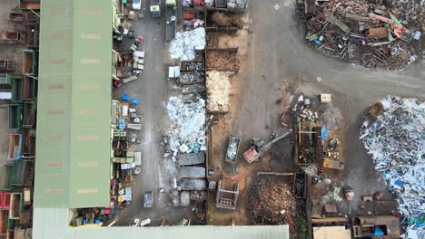 Recycling-yard-Hoddesdon-Hertfordshire-UK-Aerial-Drone-overhead-view