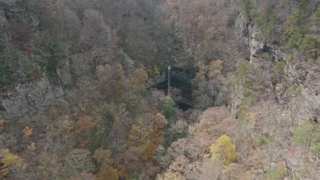 Aerial-drone-shot-of-a-waterfall-in-Cloudland-Canyon-State-Park