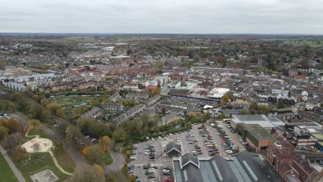 Hertford-,-town-centre-Hertfordshire-Uk-town-aerial-drone-point-of-view