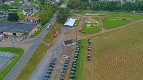 An-Aerial-View-of-An-Amish-Mud-Sale-With-Rows-of-Buggies-Going-on-Sale