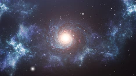 Galaxia-Espiral-Y-Nebulosa-De-Nubes-En-El-Universo