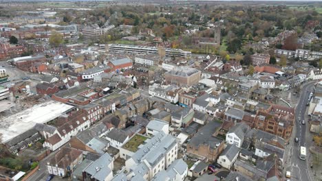 Hertford-town-centre-Hertfordshire-Uk-town-aerial-drone-view