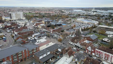 Hoddesdon-Hertfordshire-town-centre-UK-Aerial-Drone-point-of-view