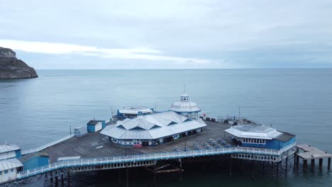 Llandudno-pier-historic-Victorian-wooden-boardwalk-seaside-landmark-aerial-view