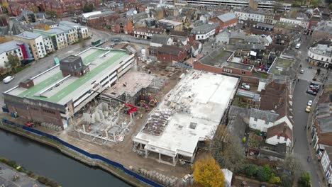 New-building-site-Herfford-Hertfordshire-town-centre-aerial-footage-4k