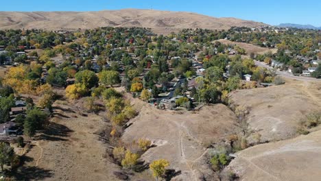 A-drone-flight-over-a-Denver-suburb-on-a-fall-day