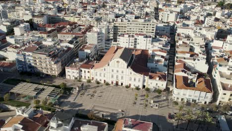 Public-square-and-old-Jesuit-college-,-Portimão,-Portugal