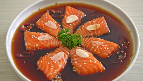 Salmon-marinated-shoyu-or-salmon-pickled-soy-sauce-in-Korean-style