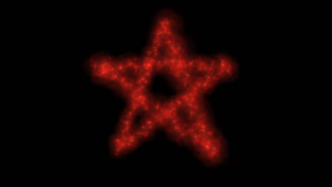 Pentagrama-Rojo-O-Animación-Pentáculo,-Humo-O-Llamas-Borrosas-Sobre-Fondo-Negro