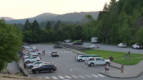 A-parking-lot-in-the-Smoky-Mountains-for-road-travelers-to-stop-for-a-rest-and-to-enjoy-the-scenery