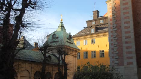 Picturesque-Old-Architecture-In-Stockholm-Sweden---panning-shot
