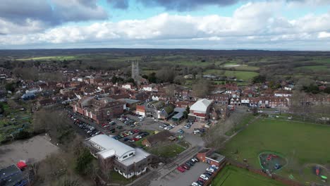 Tenterden-Kent-UK-town-centre-rising-drone-view
