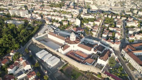 Aerial-view-of-prison-building,-Estabelecimento-Prisional-de-Coimbra,-Portugal