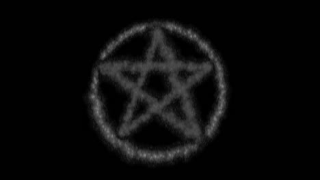 Pentagram-animation-in-circle,-black-and-white-sparkling-symbol-on-black-background