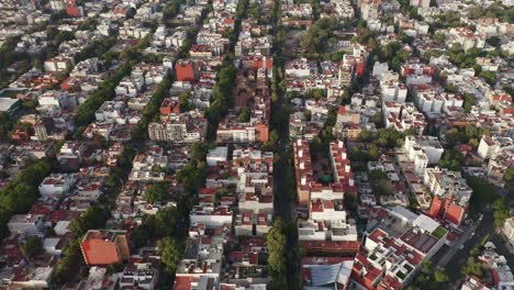 Drone-shot-above-suburban-city-capital-of-Benito-Juarez-in-Mexico-City