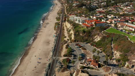 Aerial-reveal-over-Calafia-beach-park-of-San-Clemente-California