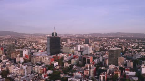 Wide-angle-aerial-shot-flying-over-Colonia-del-Valle-capital-centre-in-Mexico