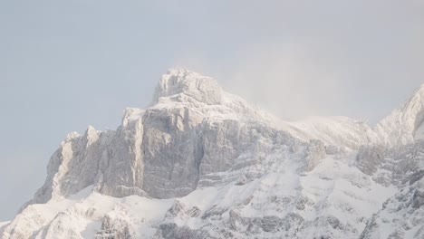 Swiss-Mountain-Saentis-in-the-alps-with-fresh-snow-and-fog