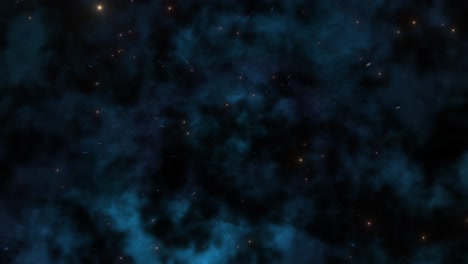 Cgi-universum-Zoomen-Vorbei-An-Sternen-In-Einer-Riesigen-Dunkelblauen-Staubähnlichen-Nebelwolke-Im-Tiefen-Weltraum,-Weitblick
