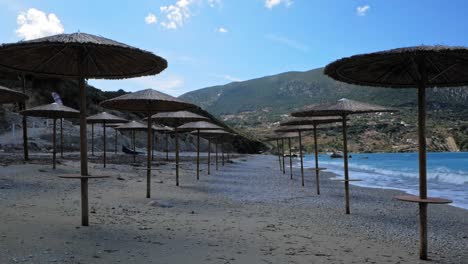 The-Beach-Of-Agia-Kiriaki-In-Greece-During-Summer---wide,-static