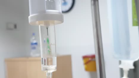 Close-Up-Of-Hanging-Medical-IV-With-Slow-Drip