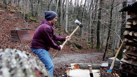 Hardships-of-labour-life-lumberjack-at-Lauterbrunnen-Switzerland