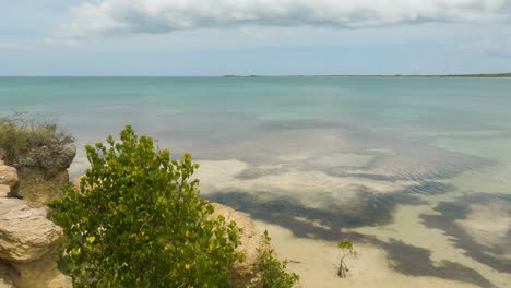 Caribbean-Sea-With-Lush-Vegetation-On-Coastal-Cliffs-Of-Cabo-Rojo,-Puerto-Rico