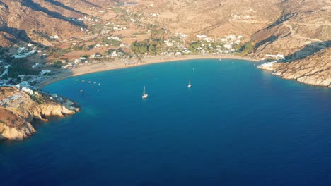 aerial-view-of-mylopotas-with-private-beach-in-ios-island