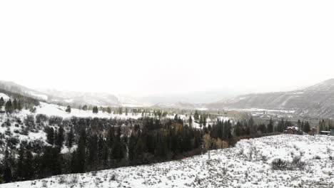 Winterlandschaft-Rocky-Mountains-Tal-Mit-Kiefern-Und-Schneebedecktem-Feld-In-Der-Nähe-Von-Estes-Park,-Colorado-Usa