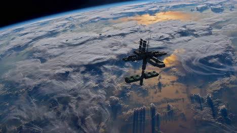 4K-SPACE-STATION-ABOVE-EARTH-WITH-STORMS-ON-THE-SURFACE