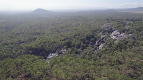 Green-Trees-And-Granite-Boulders-At-Granite-Gorge-Nature-Park-In-North-Queensland,-Australia---aerial-panoramic