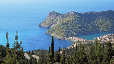 Beautiful-Island-Of-Asos-In-Kefalonia-Greece---Wide-shot