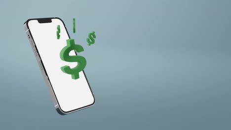 Smartphone-Mit-Geldzeichen-Auf-Blauem-Hintergrund-Mit-Kopierraum