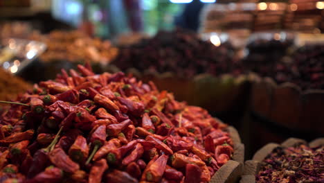 Egypt-local-traditional-food-market,-close-up-of-red-spice-pepper-food