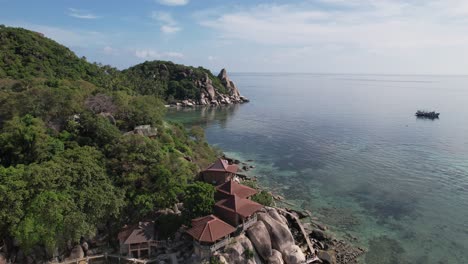 4K-Aerial-Drone-boat-and-ocean-in-Ko-Tao-Thailand-Beach-Tropical-Paradise